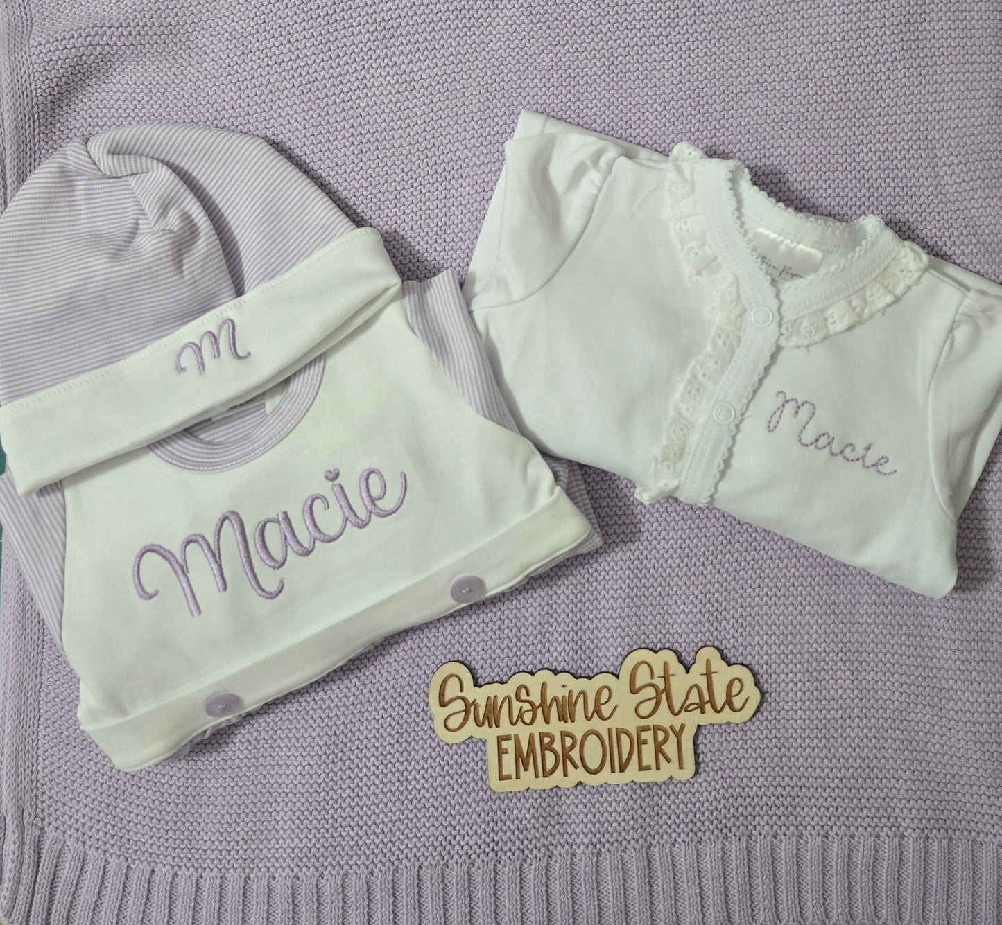 Organic Cotton Personalized Baby Girl Outfit with Embroidered Name