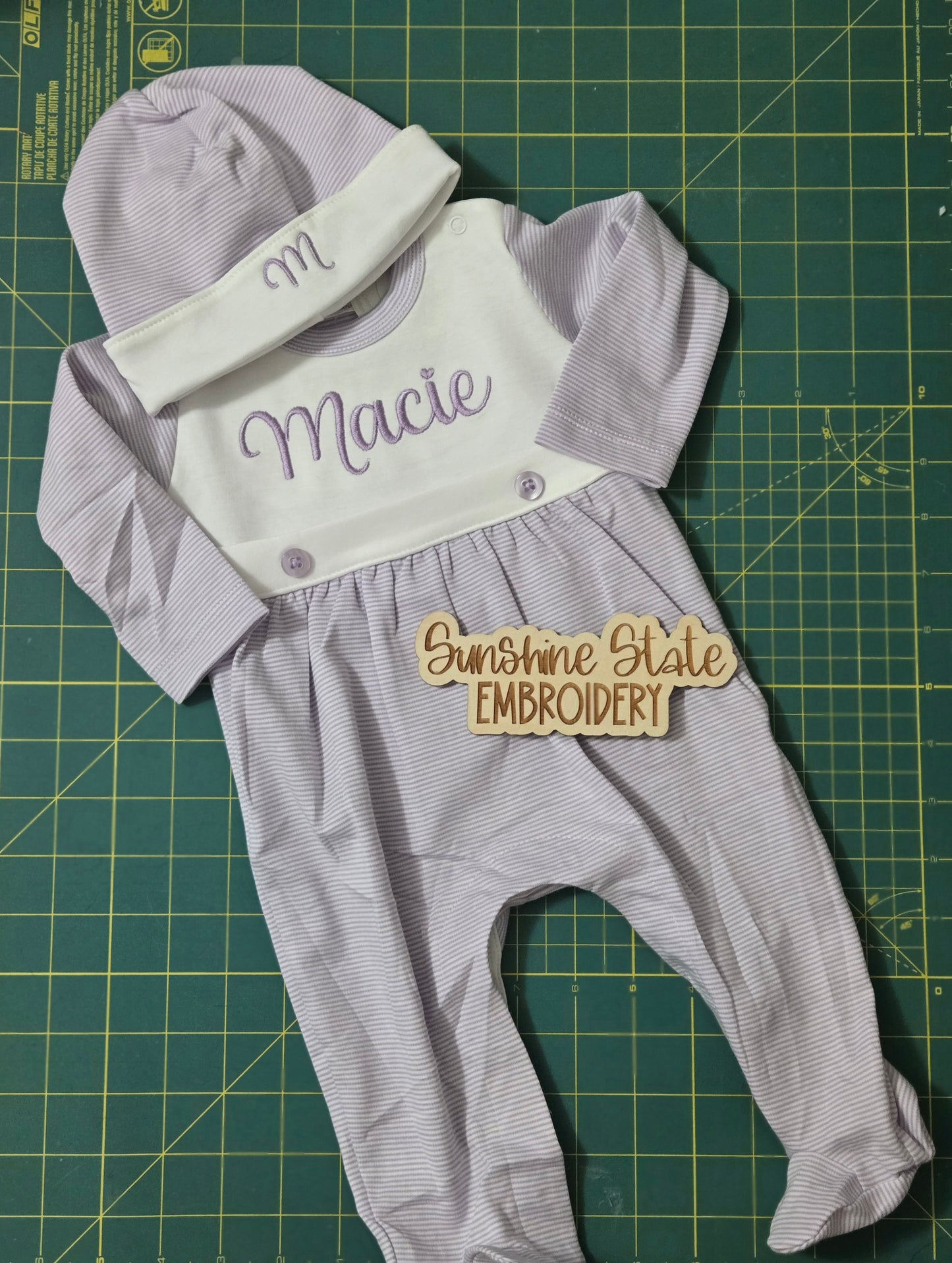 Personalized Baby Outfit with Embroidered Name & Hat
