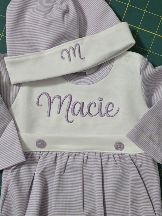 Personalized Baby Outfit with Embroidered Name & Hat