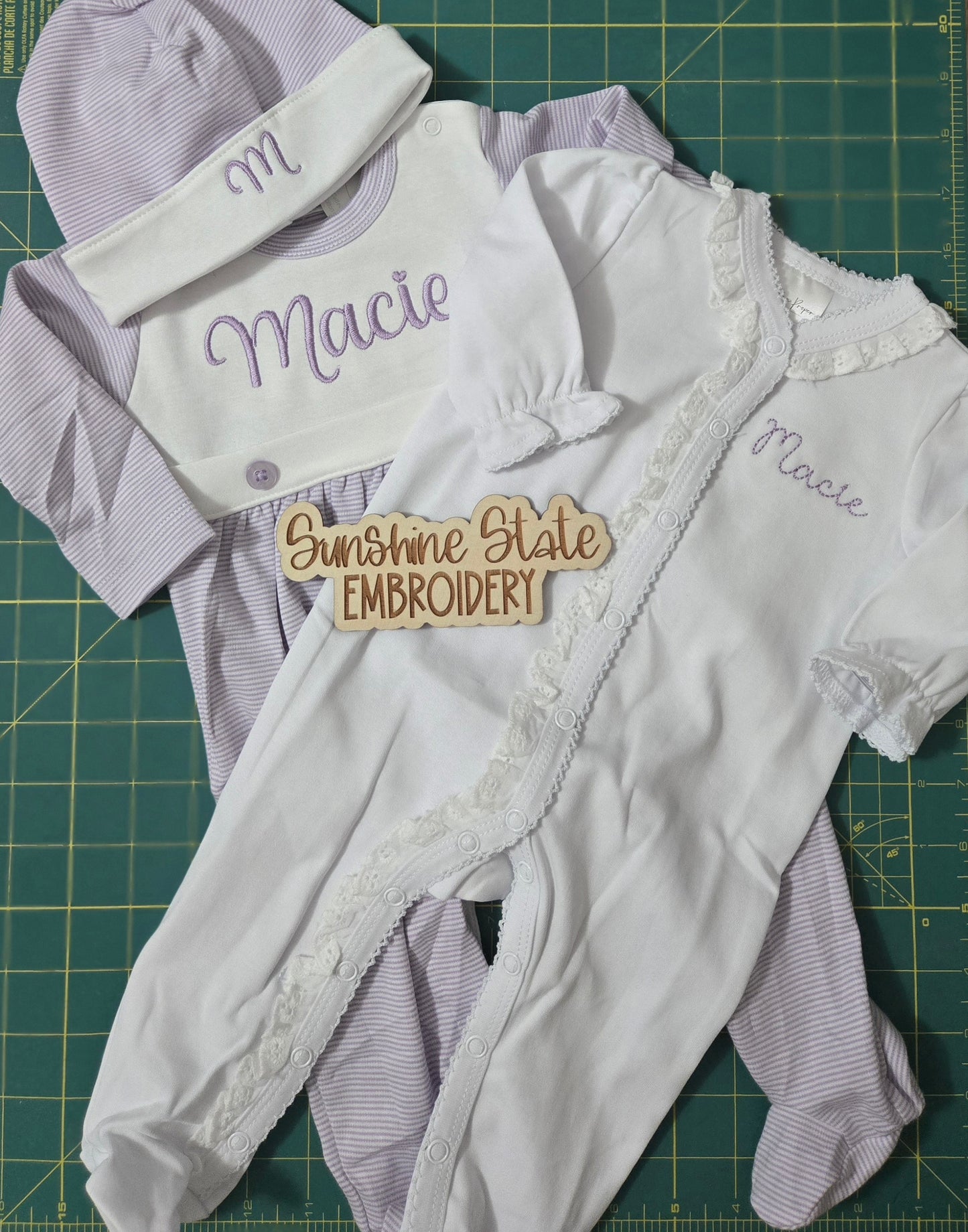 Organic Cotton Personalized Baby Girl Outfit with Embroidered Name