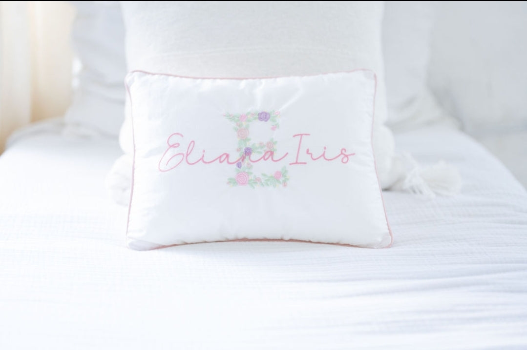 Custom Embroidered Name Pillow – Personalized Monogram Cushion for Kids & Home Decor