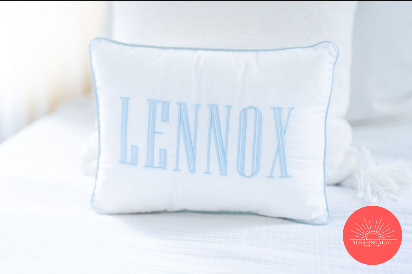 Custom Embroidered Name Pillow – Personalized Monogram Cushion for Kids & Home Decor