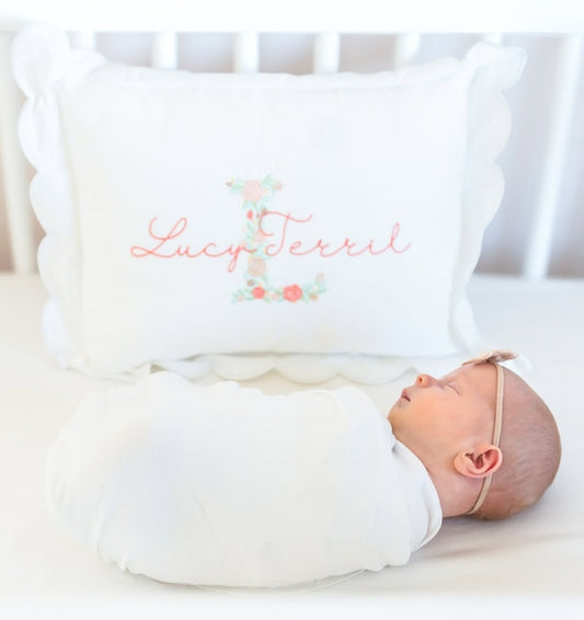 Custom Embroidered Name Pillow – Personalized Monogram Cushion for Kids & Home Decor